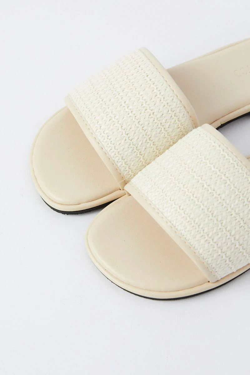 White Braided Flat Slippers Slides - Image 5