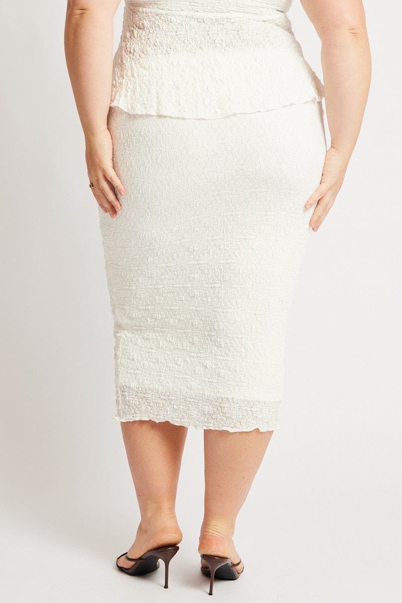 White Bubble Lace Texture Skirt - Image 5