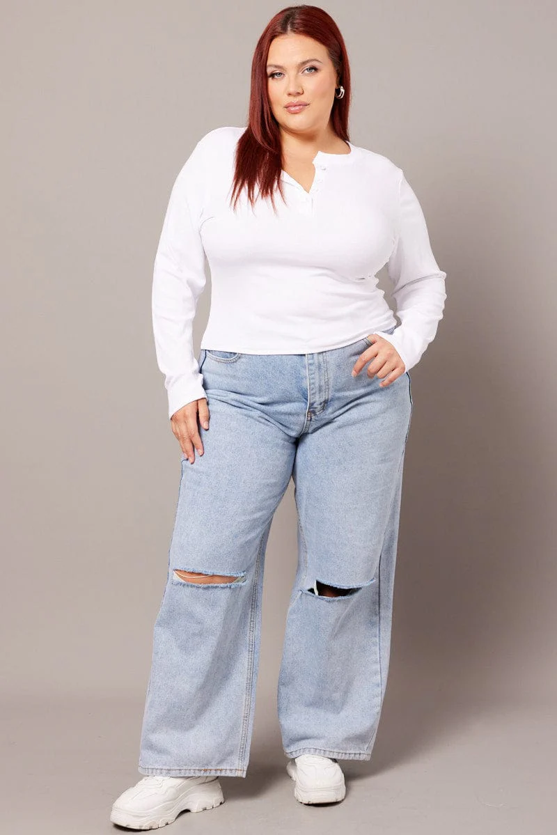 White Button Down Top Long Sleeve - Image 2