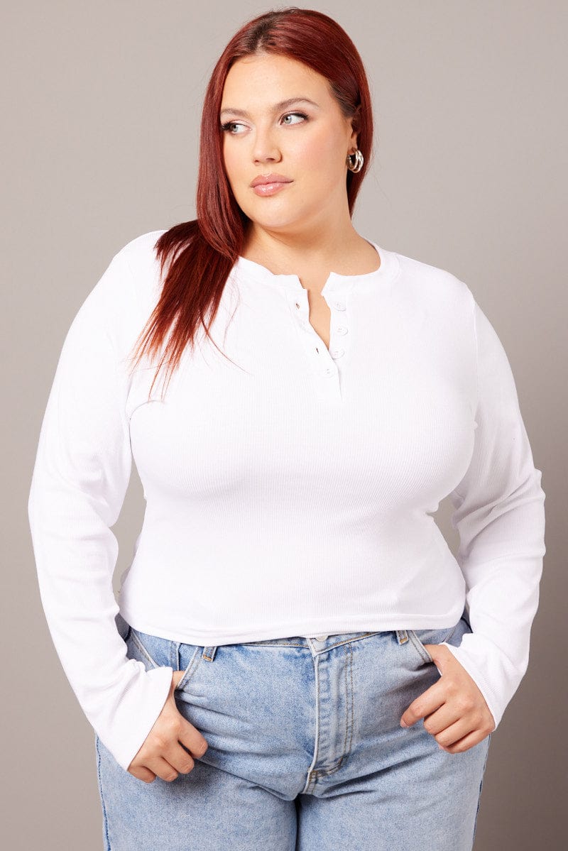 White Button Down Top Long Sleeve - Image 3