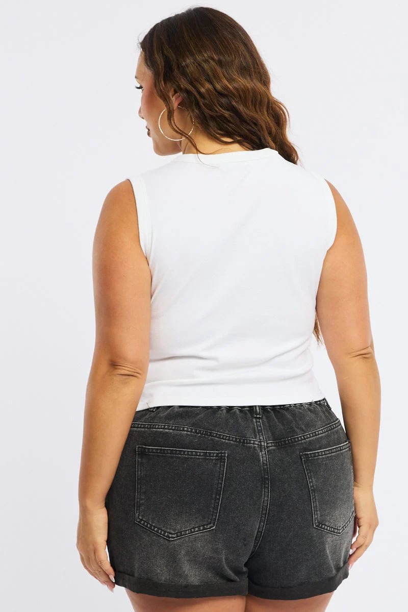 White Button Front Top Sleeveless - Image 4