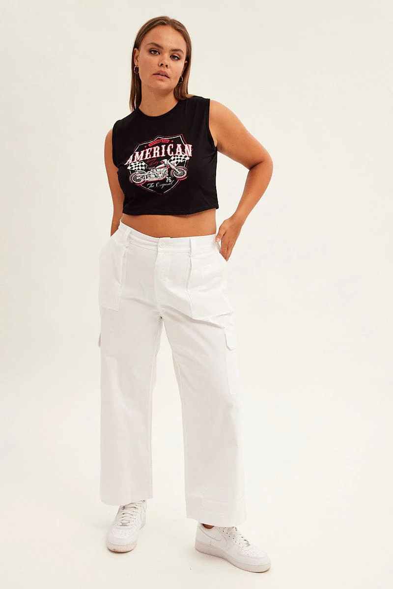 White Cargo Pants Mid Rise - Image 4