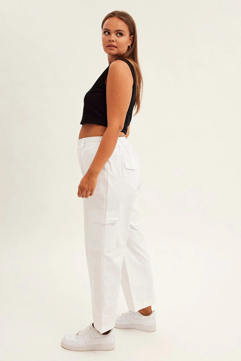 White Cargo Pants Mid Rise - Image 5