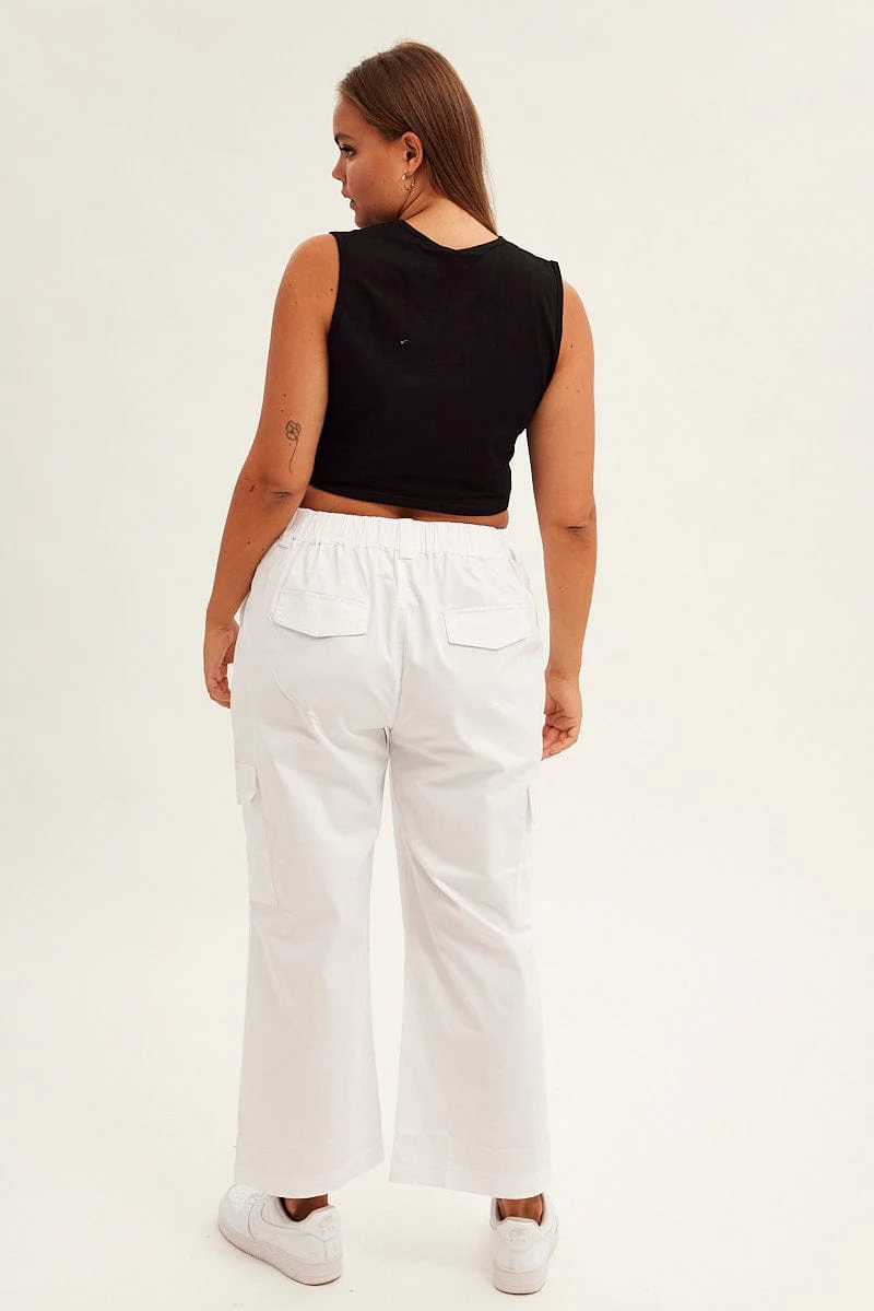 White Cargo Pants Mid Rise - Image 6