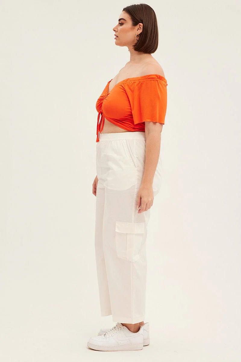 White Cargo Wide Leg Pants High Rise - Image 4