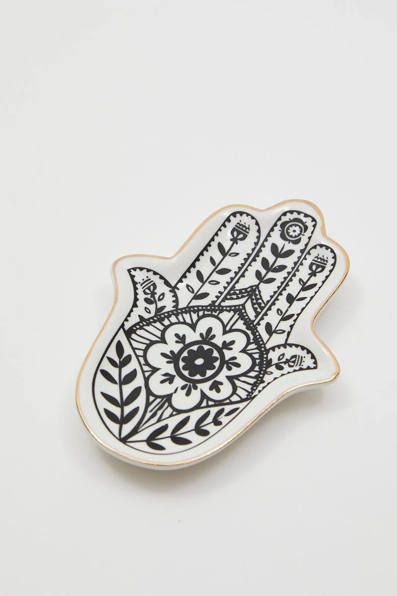 White Christmas Hamsa Hand Trinket Dish - Image 4