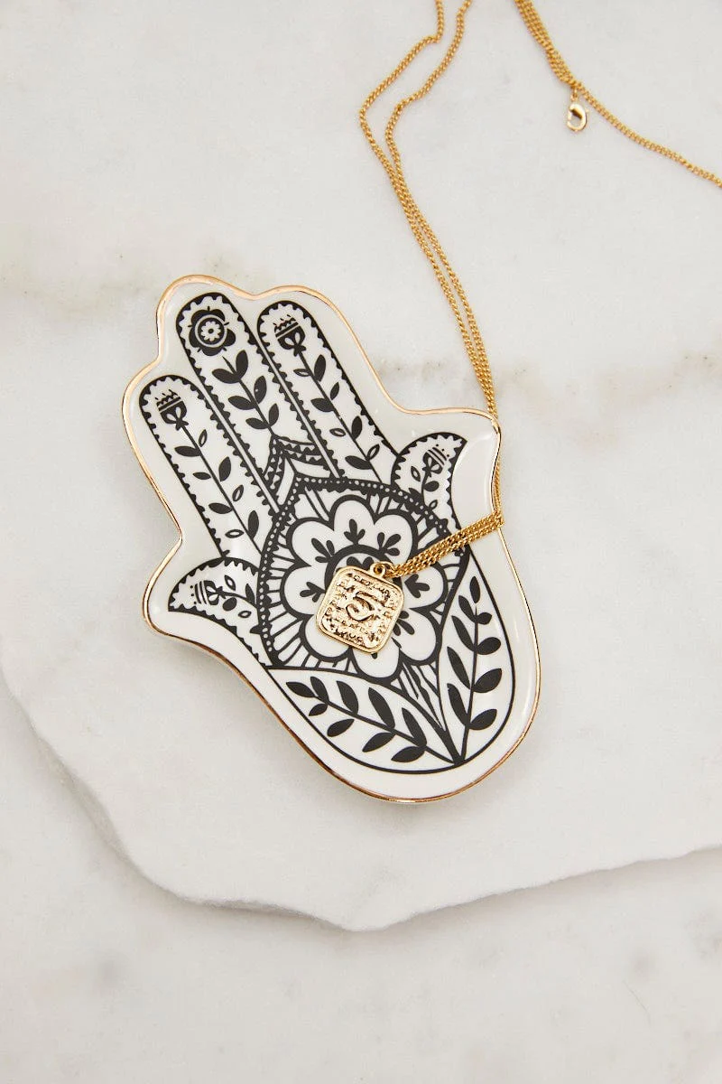 White Christmas Hamsa Hand Trinket Dish - Image 5