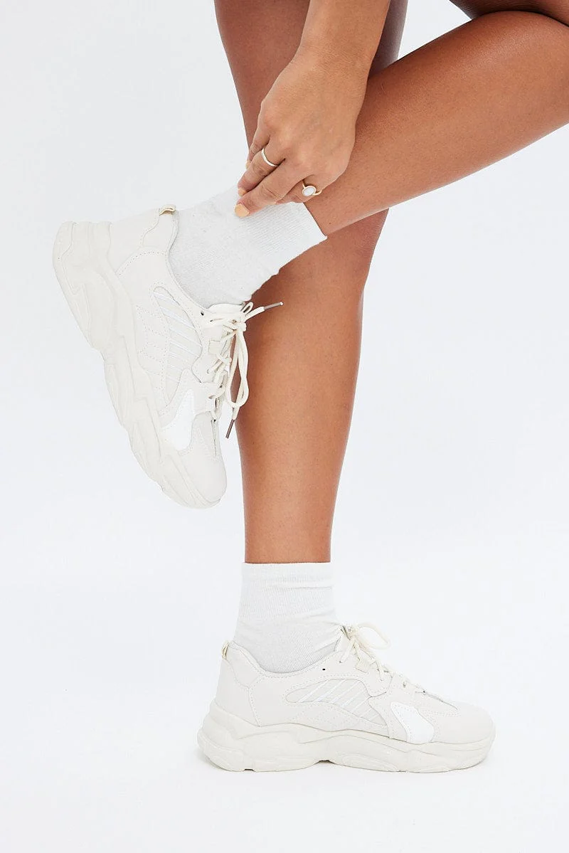 White Chunky Sneakers Trainers - Image 2