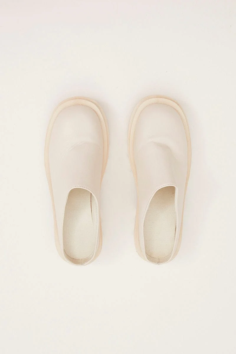 White Chunky Sole Flat Mules - Image 2