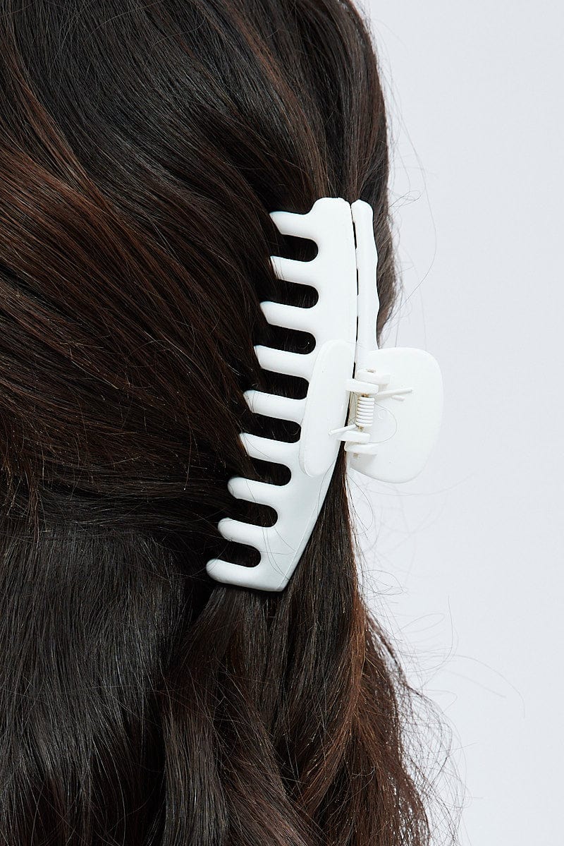 White Classic Hair Claw Clip - Image 3