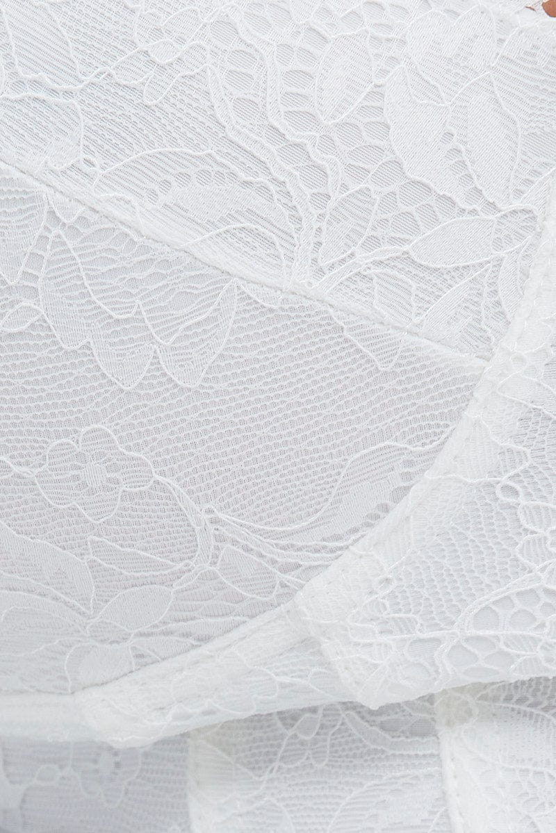 White Corset Top Lace Strappy Stretch Hook And Eye - Image 6