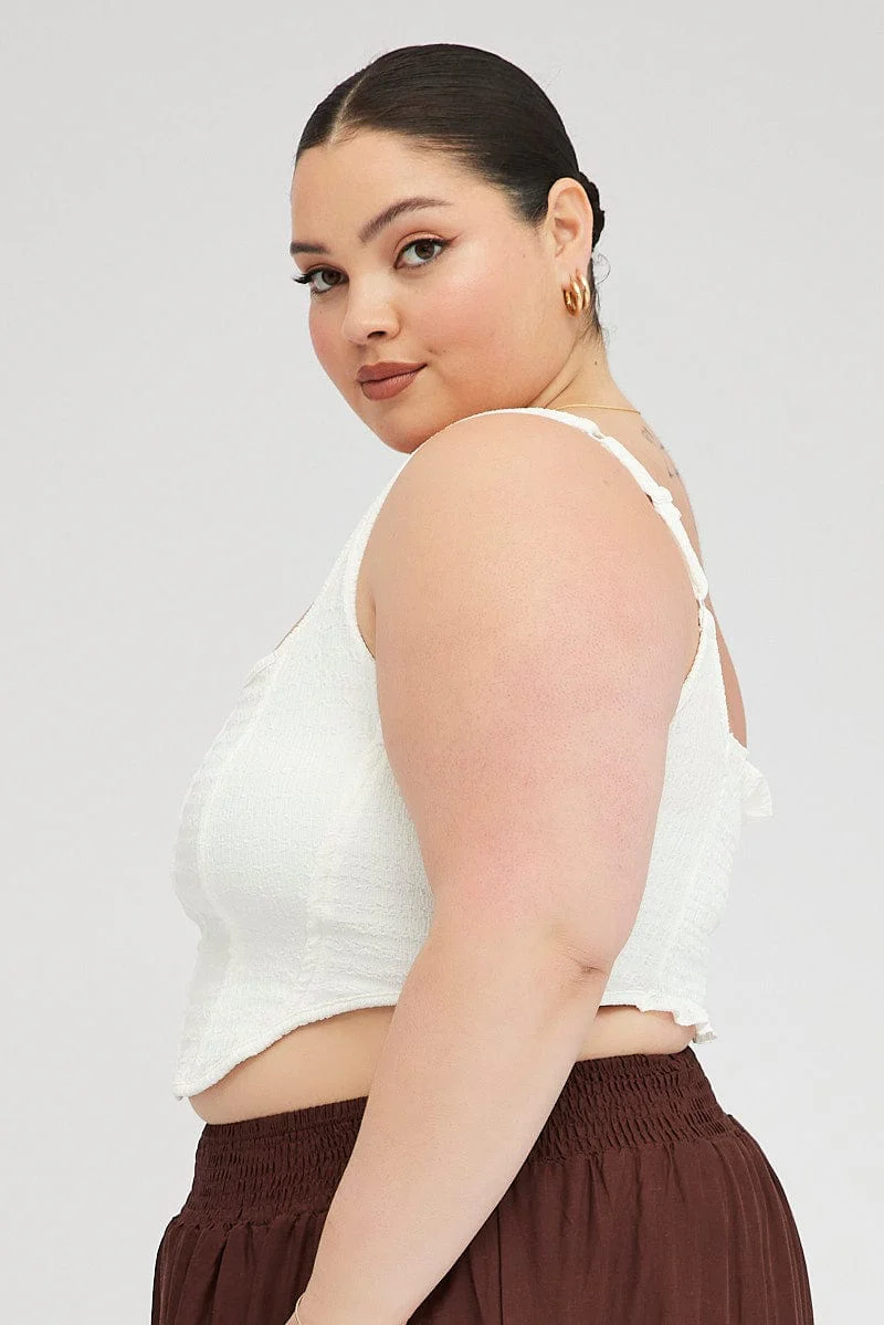 White Corset Top Round Neck - Image 4