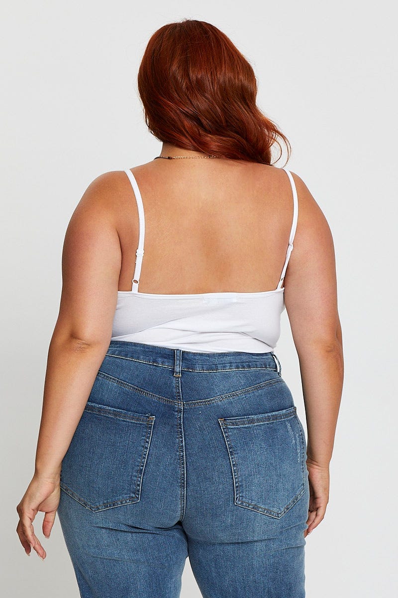 White Cotton Bodysuit Sleeveless - Image 5