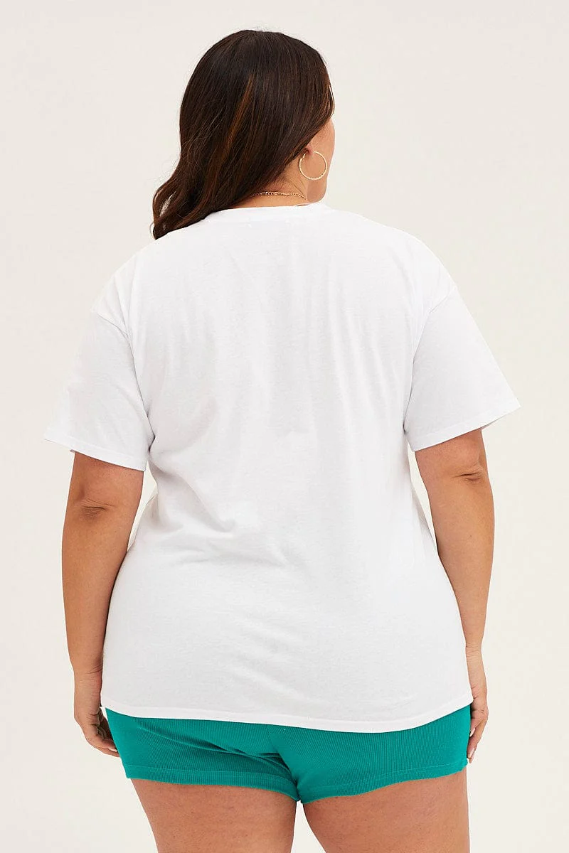 White Crew Neck Short Sleeve Graphic T-shirt - Image 5