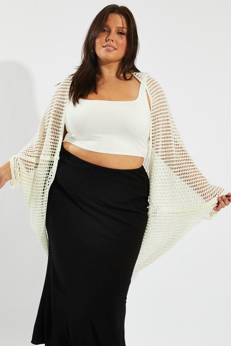 White Crochet Cardigan Longline - Image 2