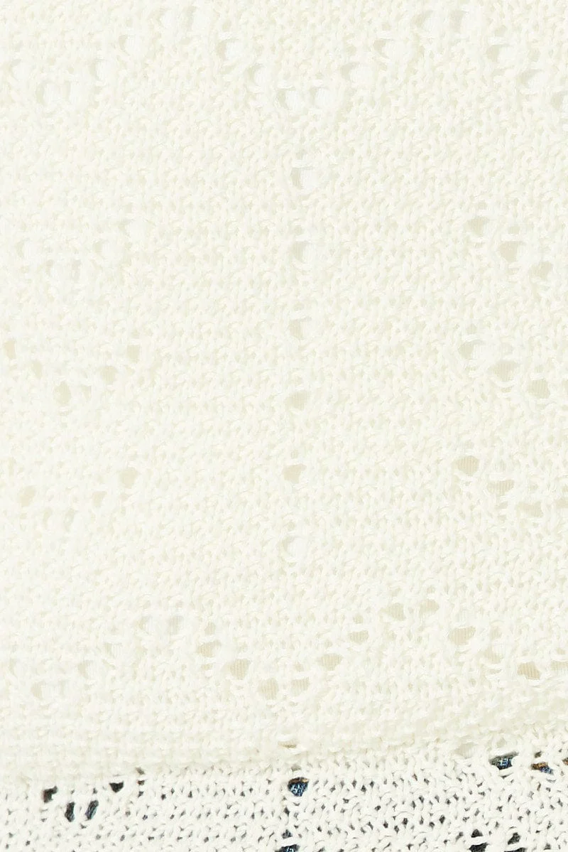 White Crochet Knit Cardigan Short Sleeve - Image 6