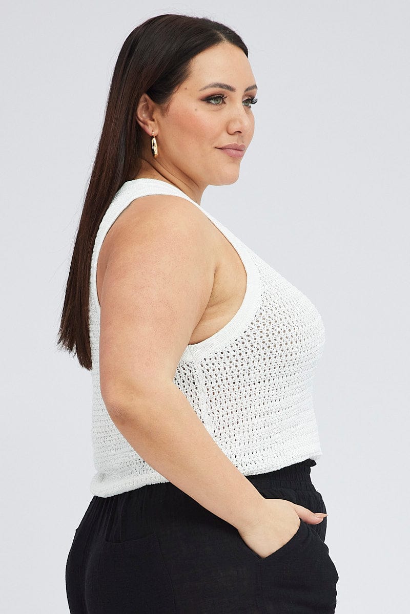White Crochet Knit Top - Image 4