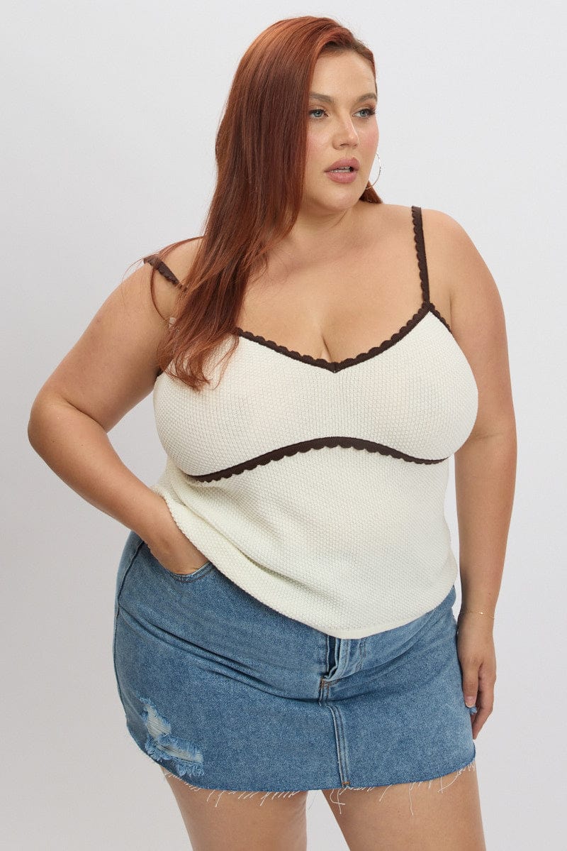 White Crochet Knit Top