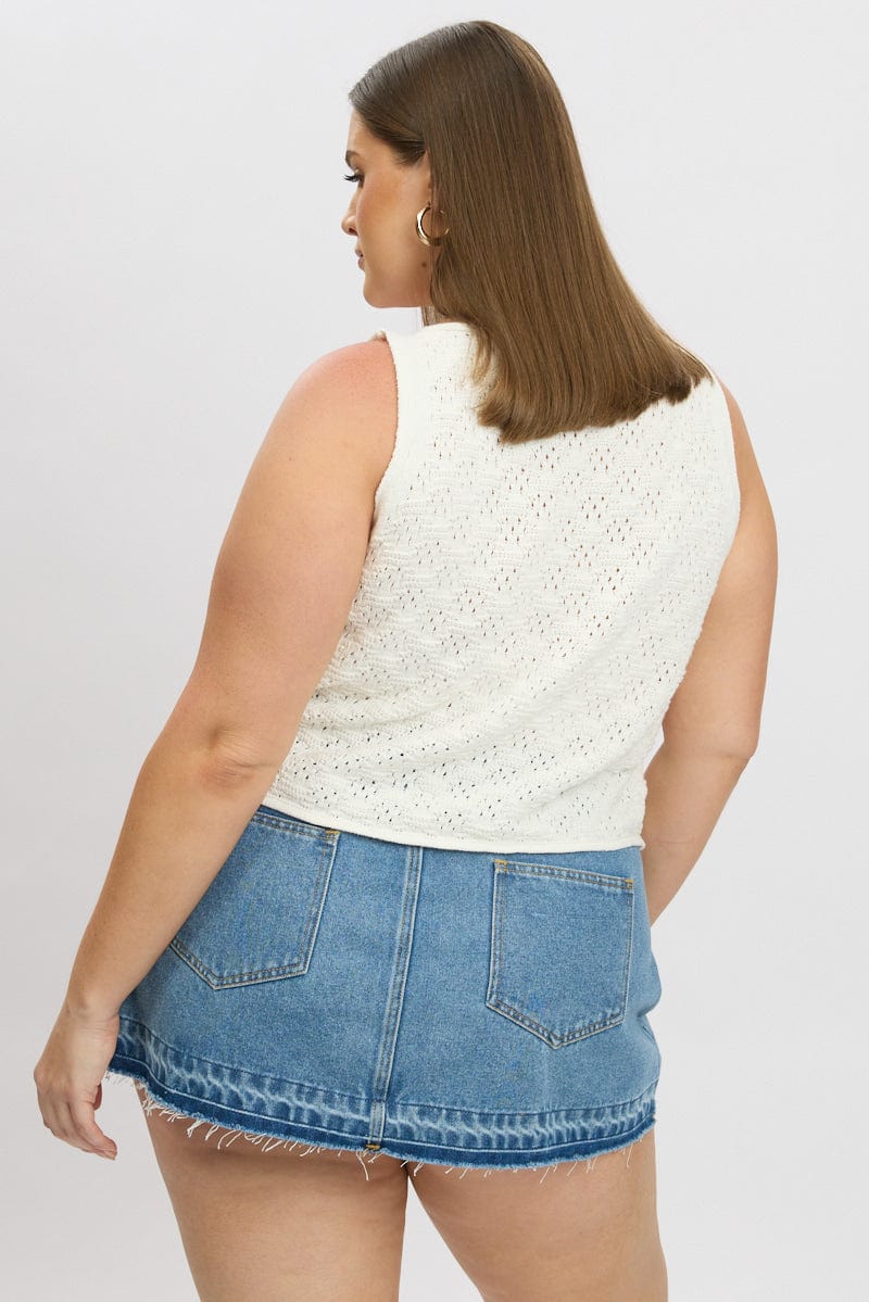 White Crochet Knit Vest - Image 5