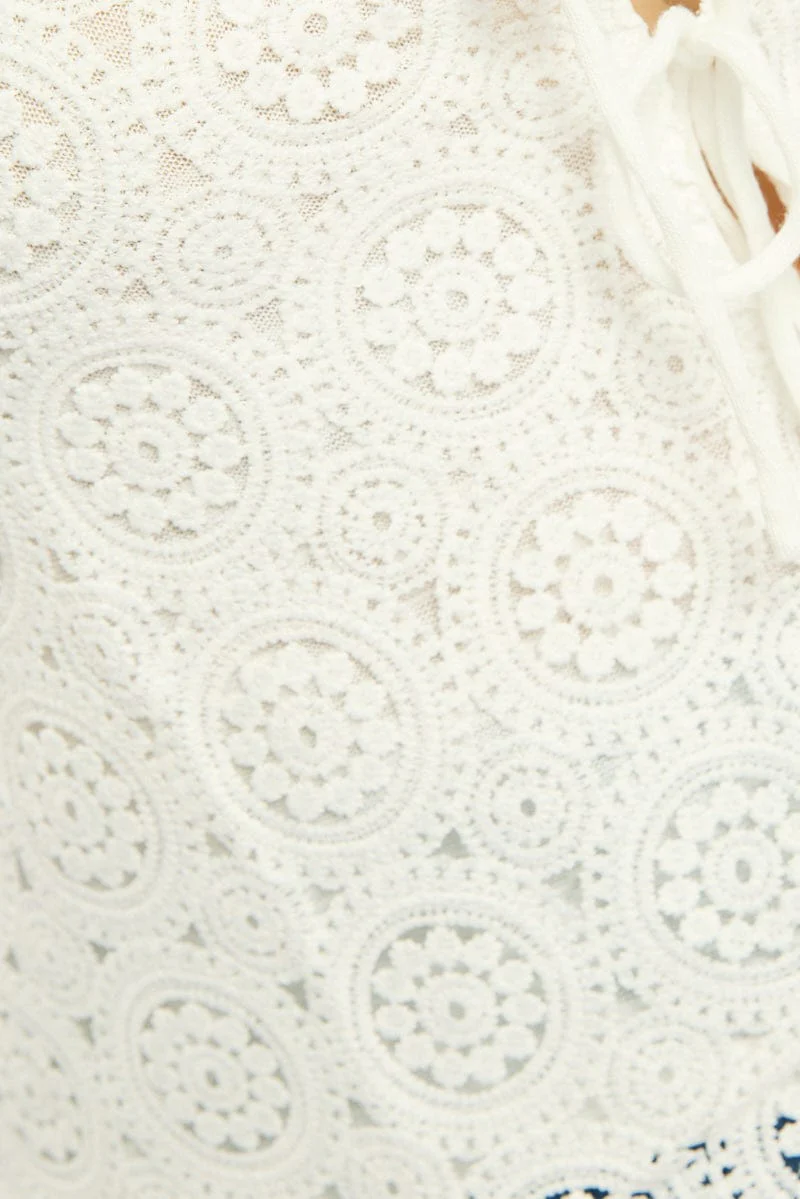 White Crochet Vest Tie Front - Image 5