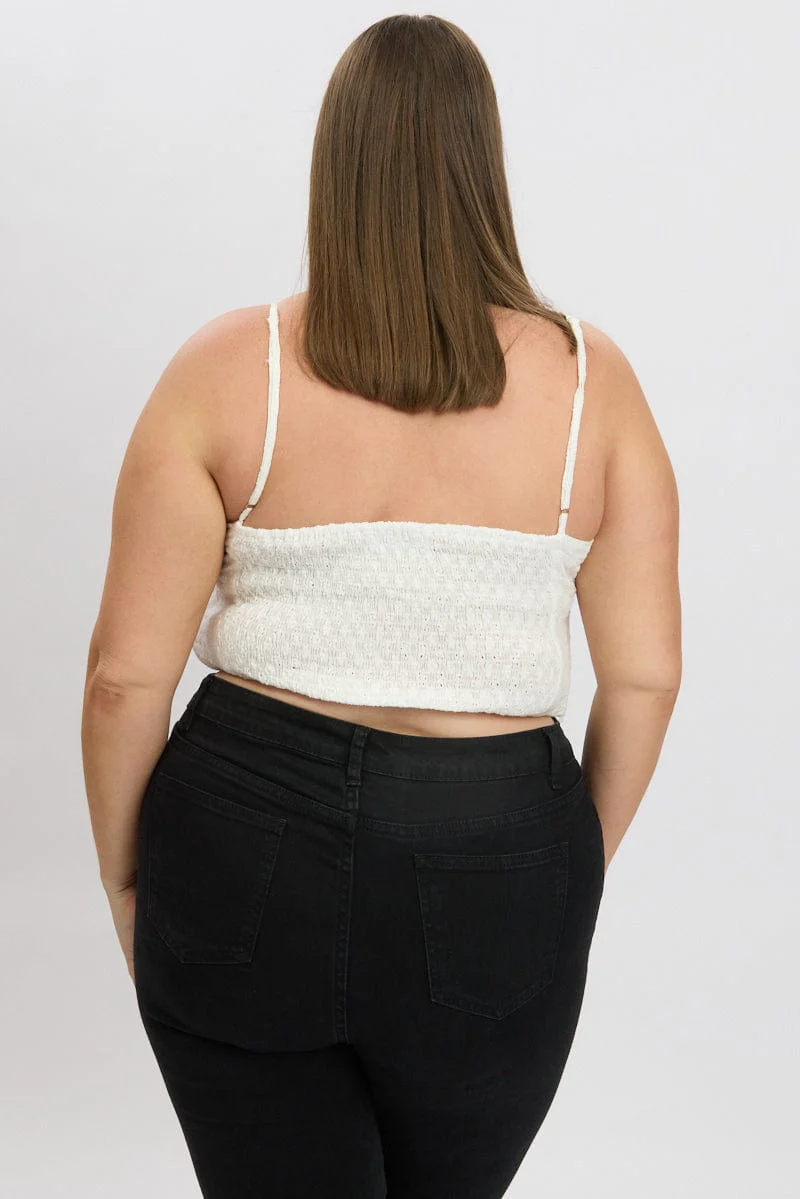 White Crop Cami Top Eyelet - Image 5