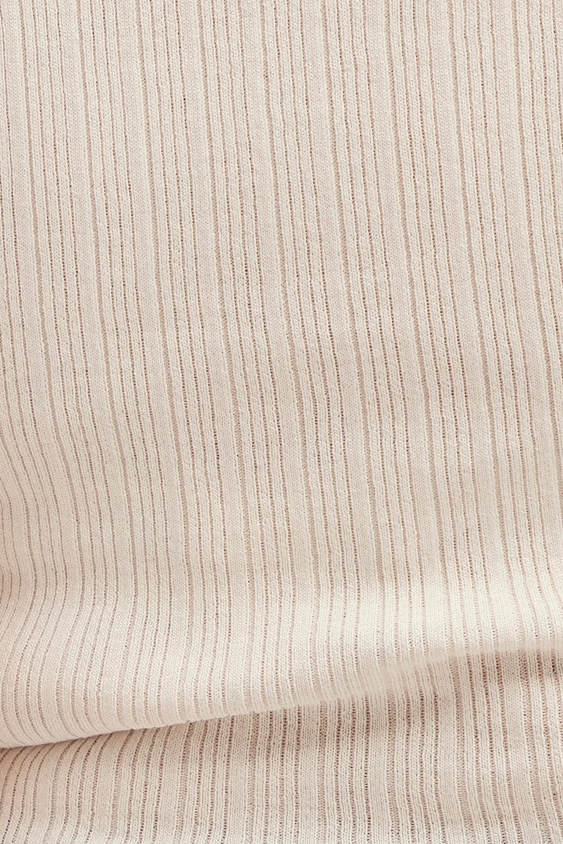 White Crop Knit Top Scoop Neck Short Sleeve - Image 6