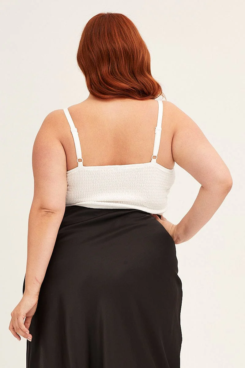 White Crop Singlet Top Crochet Lace - Image 5