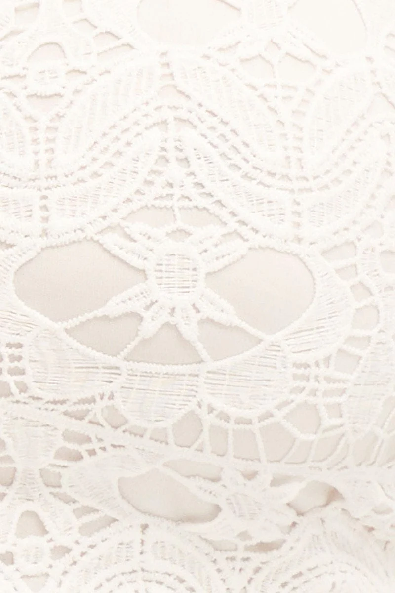 White Crop Singlet Top Crochet Lace - Image 6