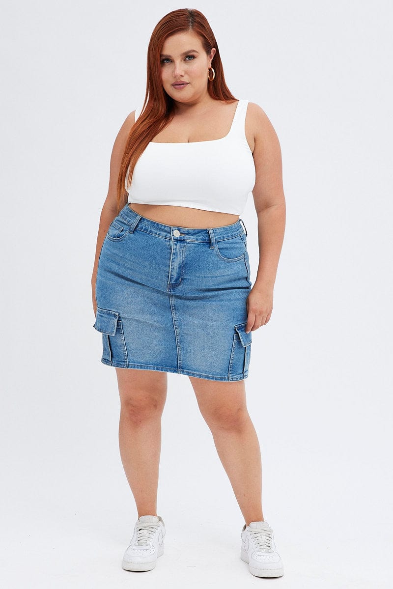 White Crop Tank Top Square Neck - Image 2