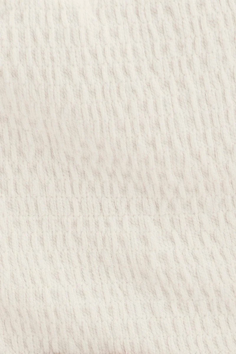 White Crop Top Puff Sleeve Textured Jersey - Image 6