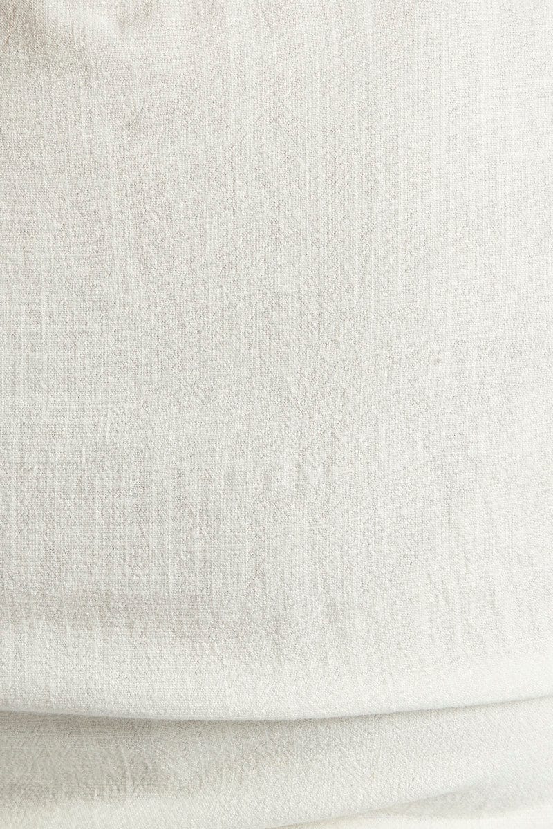 White Crop Top Short Sleeve Tie Front Linen Blend - Image 6
