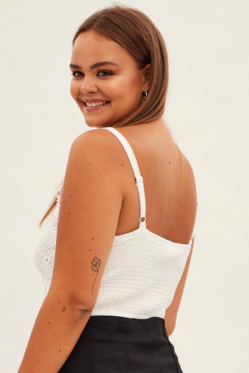 White Crop Top Sleeveless Lace - Image 5