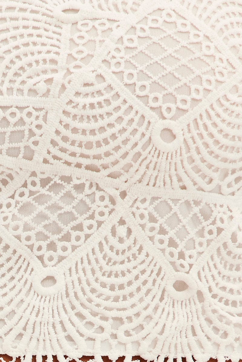 White Crop Top Sleeveless Lace - Image 6