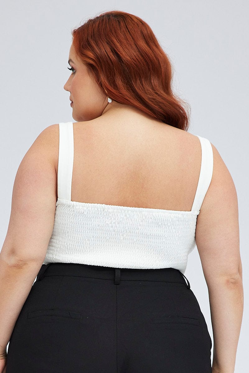 White Crop Top Sleeveless V-wire - Image 5