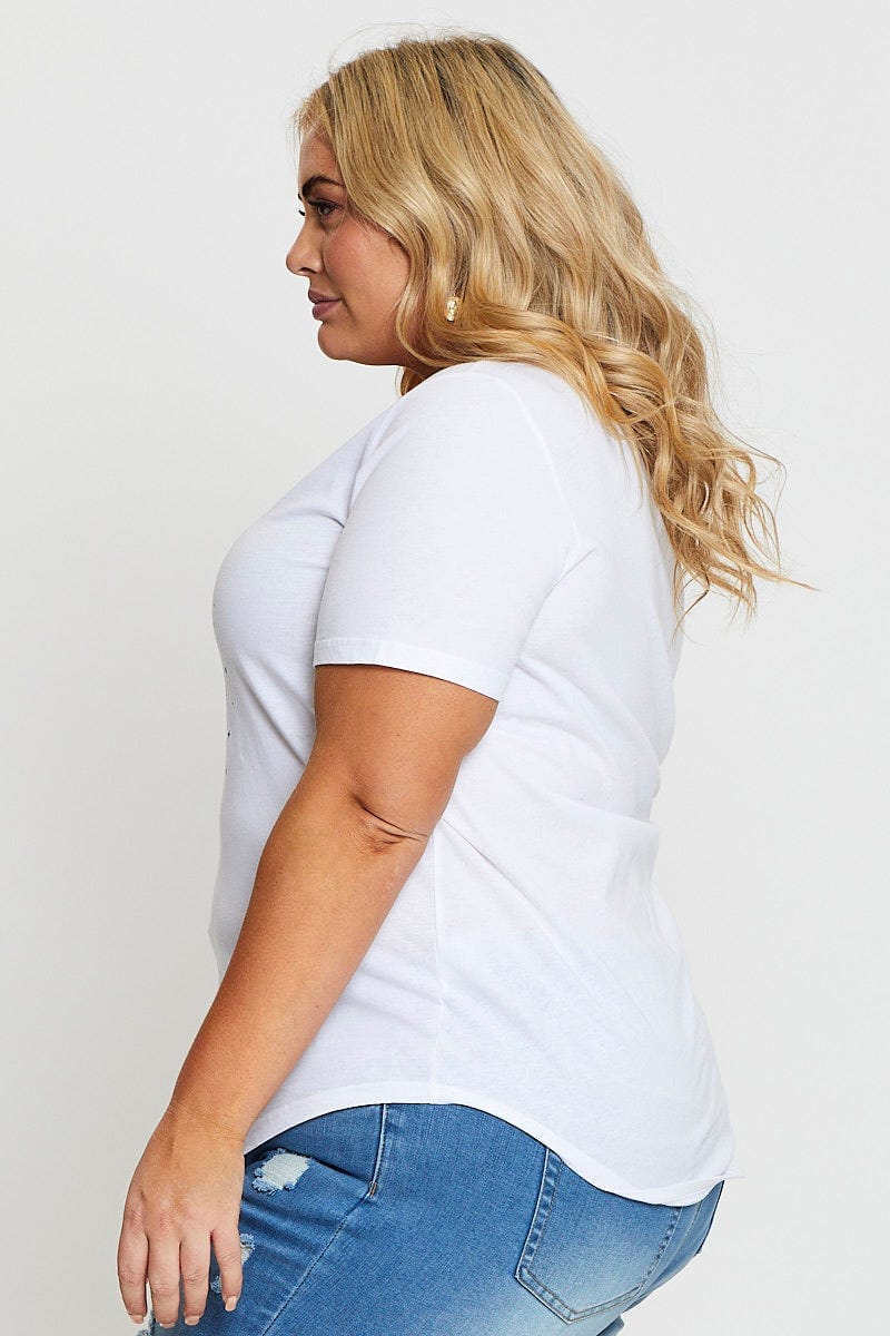White Cut-out T-Shirt Crew Neck Short Sleeve - Image 4