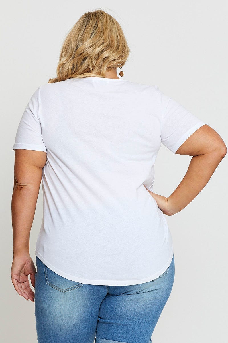 White Cut-out T-Shirt Crew Neck Short Sleeve - Image 5