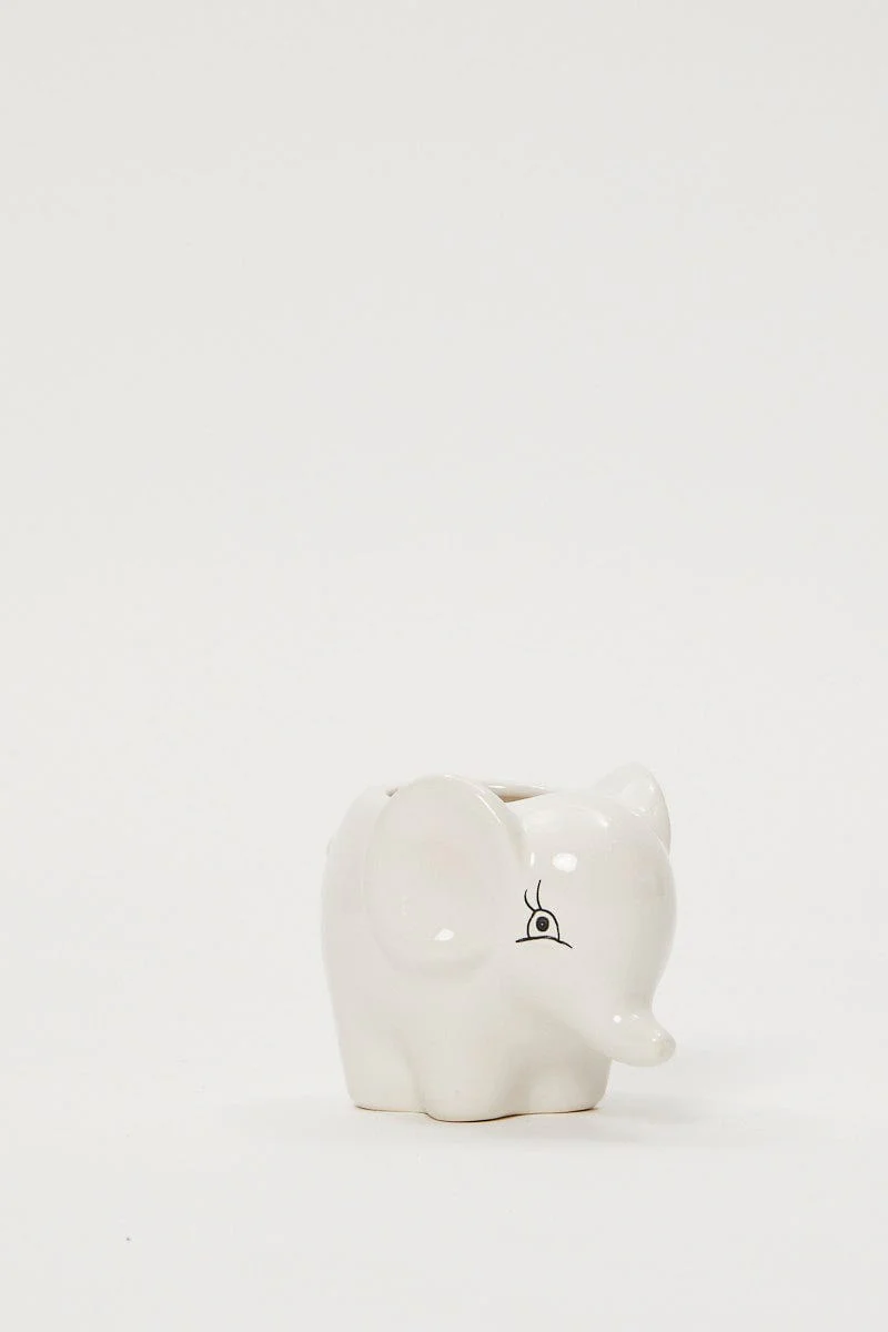White Cute Elephant Plant Pot - Image 4
