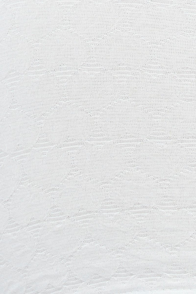 White Cutout Top Textured Shoestring Top - Image 6