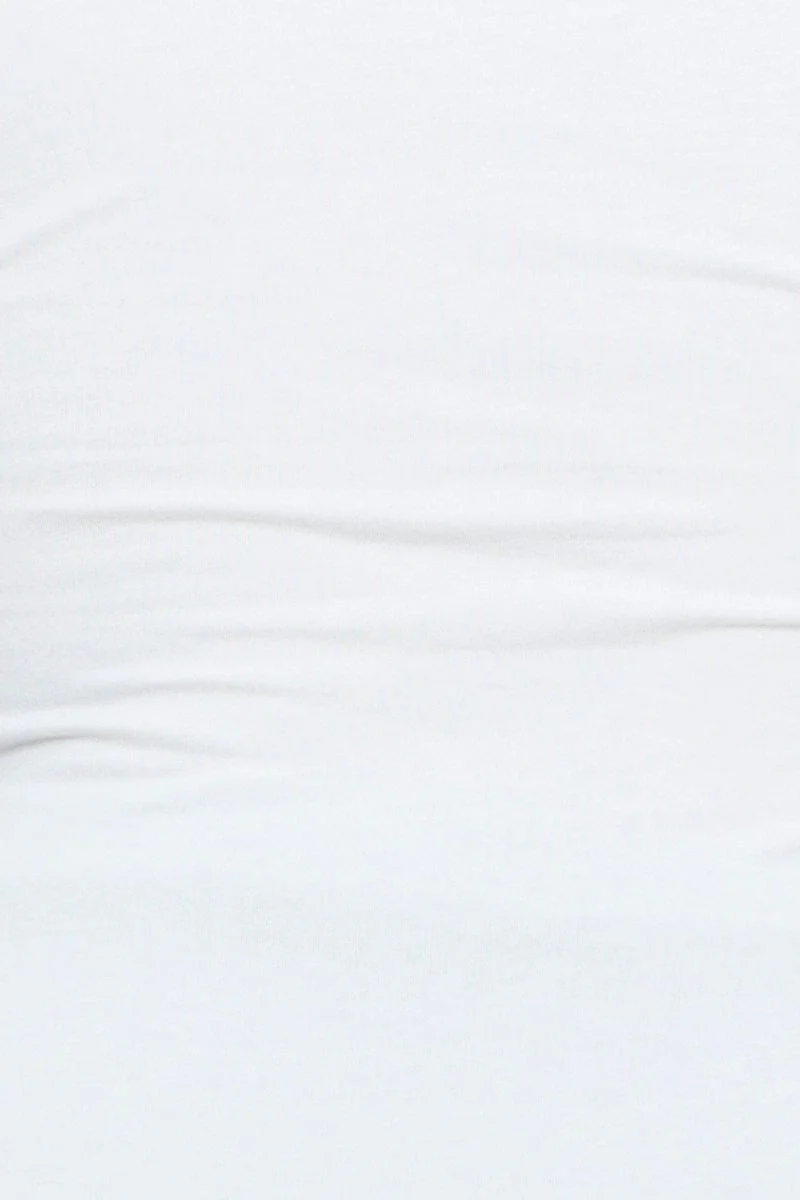 White Detail Top Crew Neck Puff Sleeve Cotton Tie - Image 6