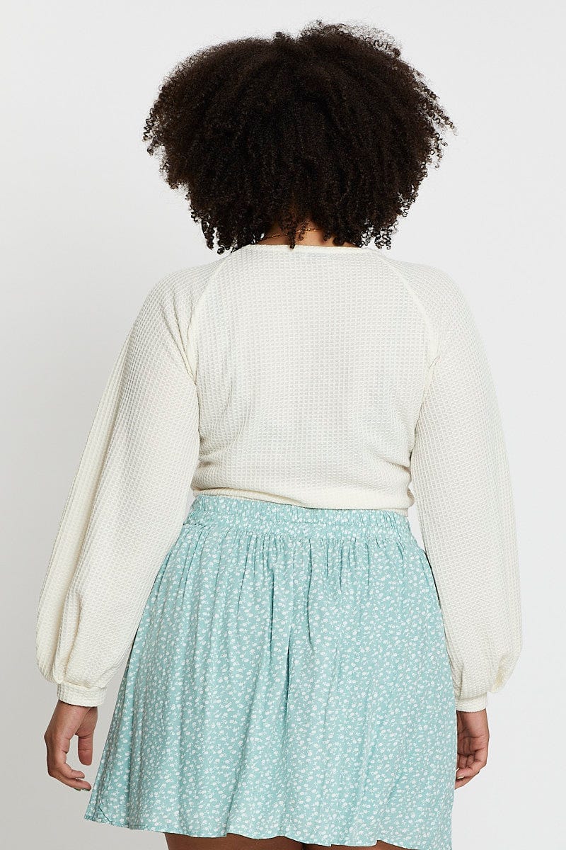 White Drawstring Textured Top - Image 5