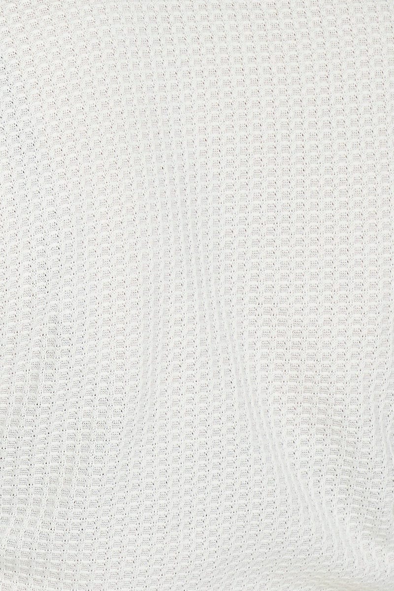 White Drawstring Textured Top - Image 6
