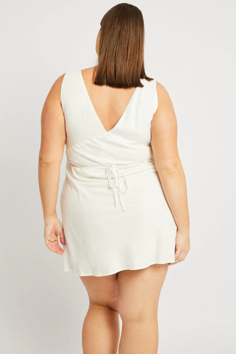 White Embroidered Mini Dress - Image 5