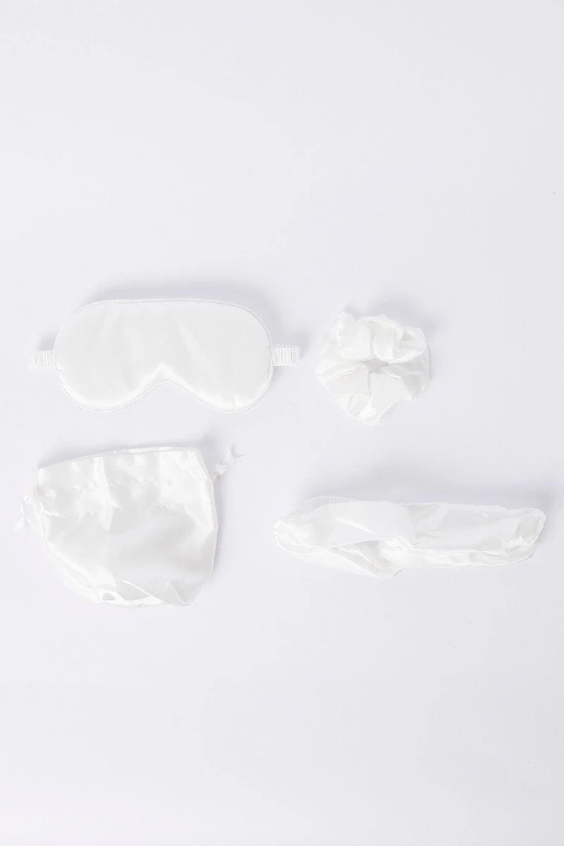 White Eye Cover And Hair Accessories Travel Beauty Bag