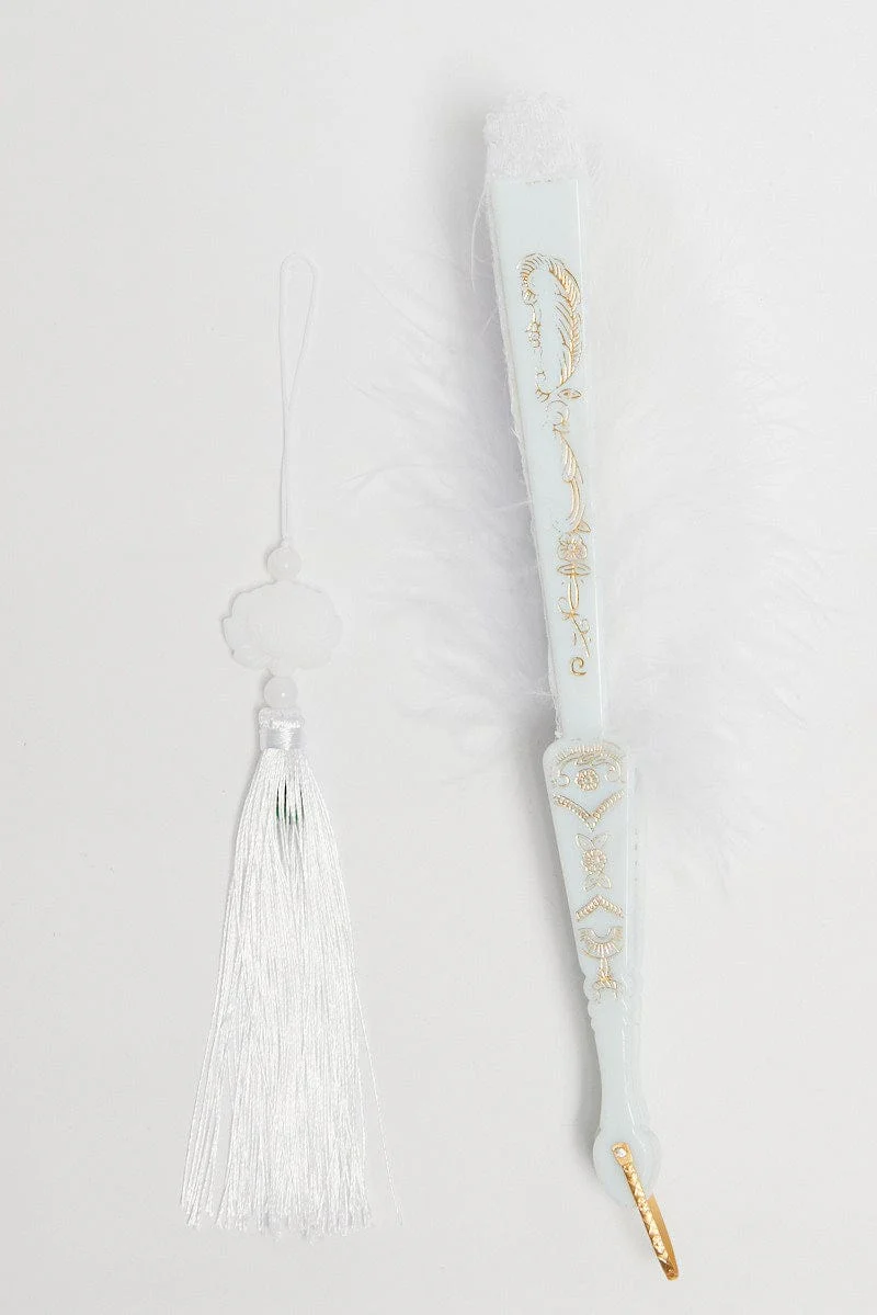 White Faux Fur Fan - Image 3