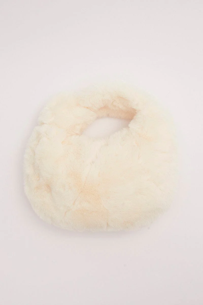 White Faux Fur Shoulder Bag