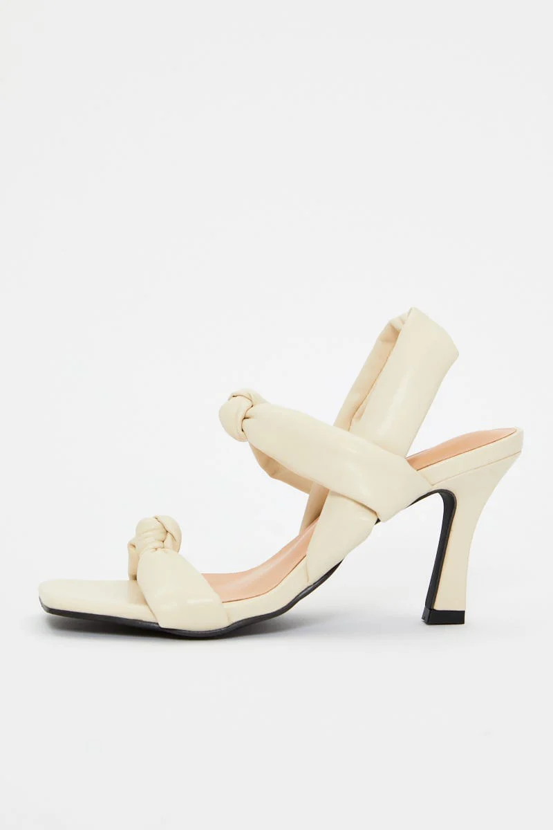 White Faux Leather Knot Mules - Image 2