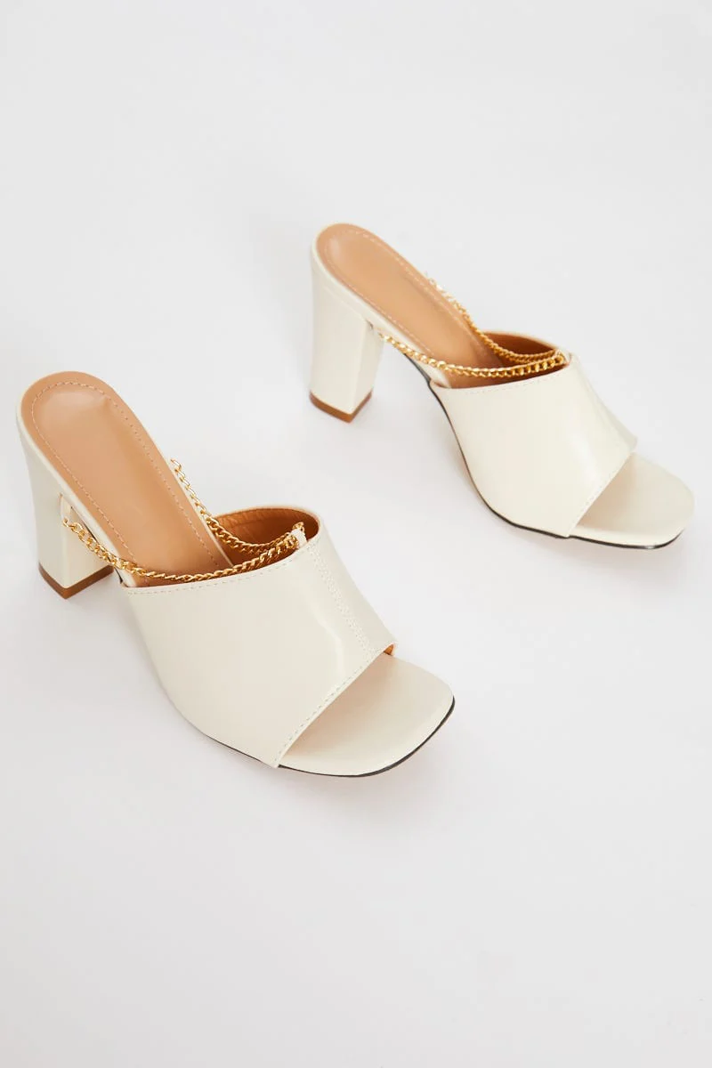 White Faux Leather Mules - Image 2