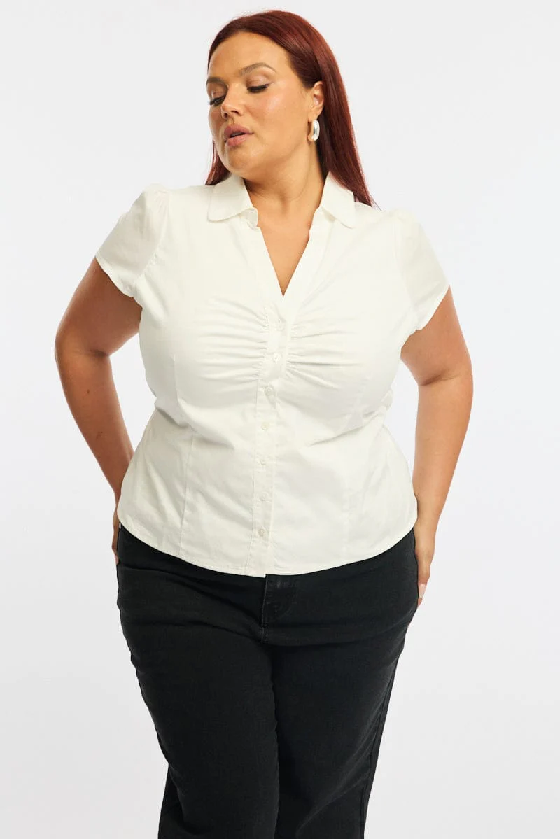 White Fitted Shirt Short Sleeve