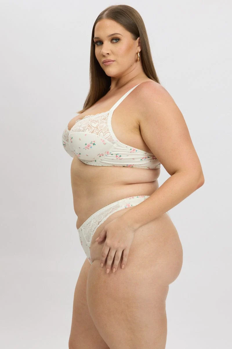 White Floral Lace Trim Lingerie Set - Image 4