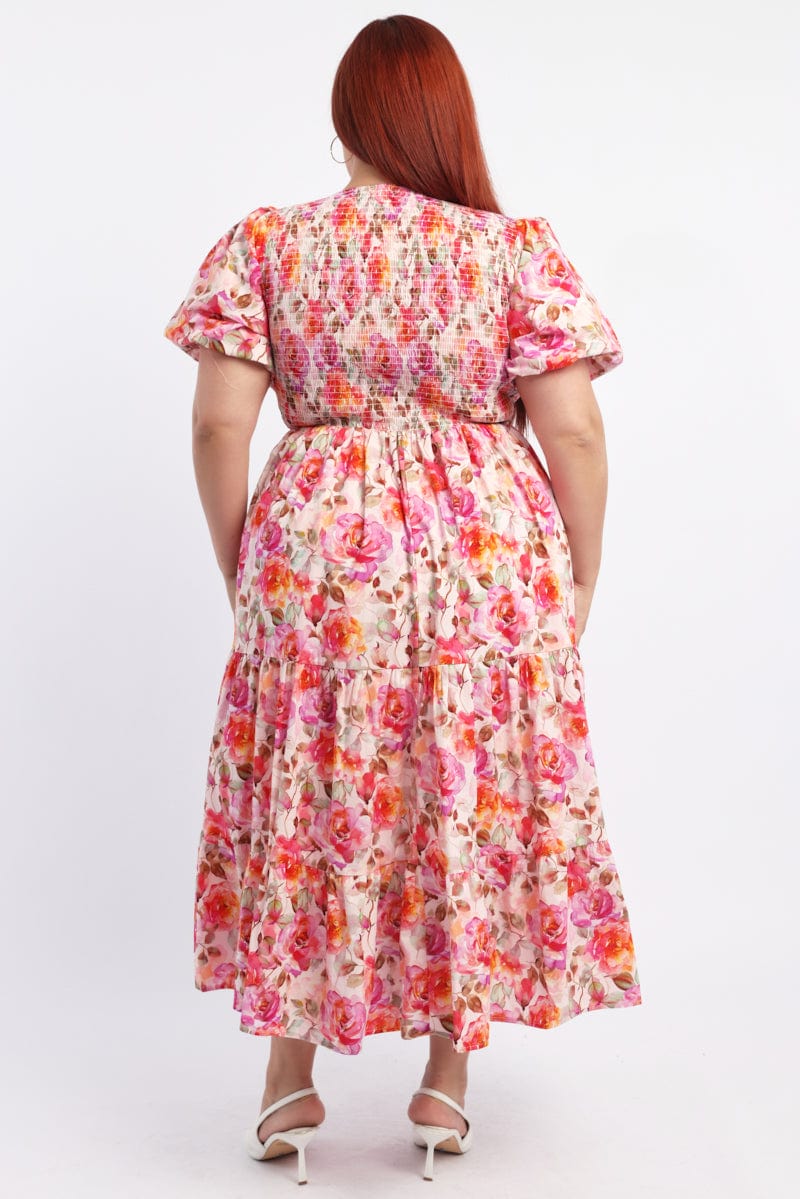 White Floral Midi Dress Short Sleeve Cut Out Textured - Image 4